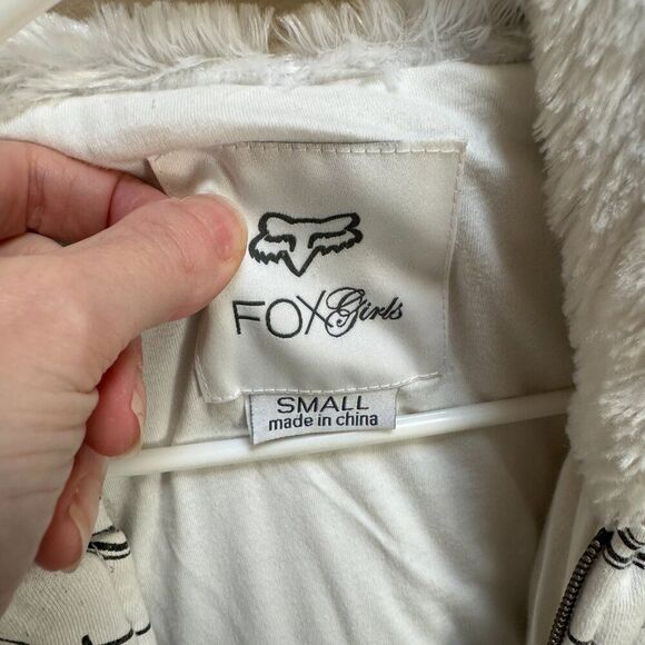 Fox Girls Riders Co White Heavyweight Zip Up Thick Hoodie Jacket Size XS - Picture 2 of 6